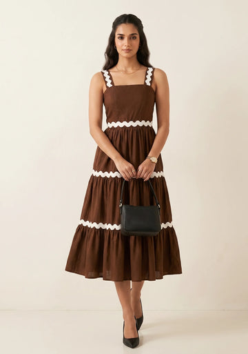 Mocha Muse Ric Rac Midi Dress