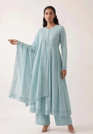 Aurelia Sky Blue Lace Kurta Set