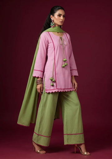 Blush Bloom Kurta Set with Dupatta