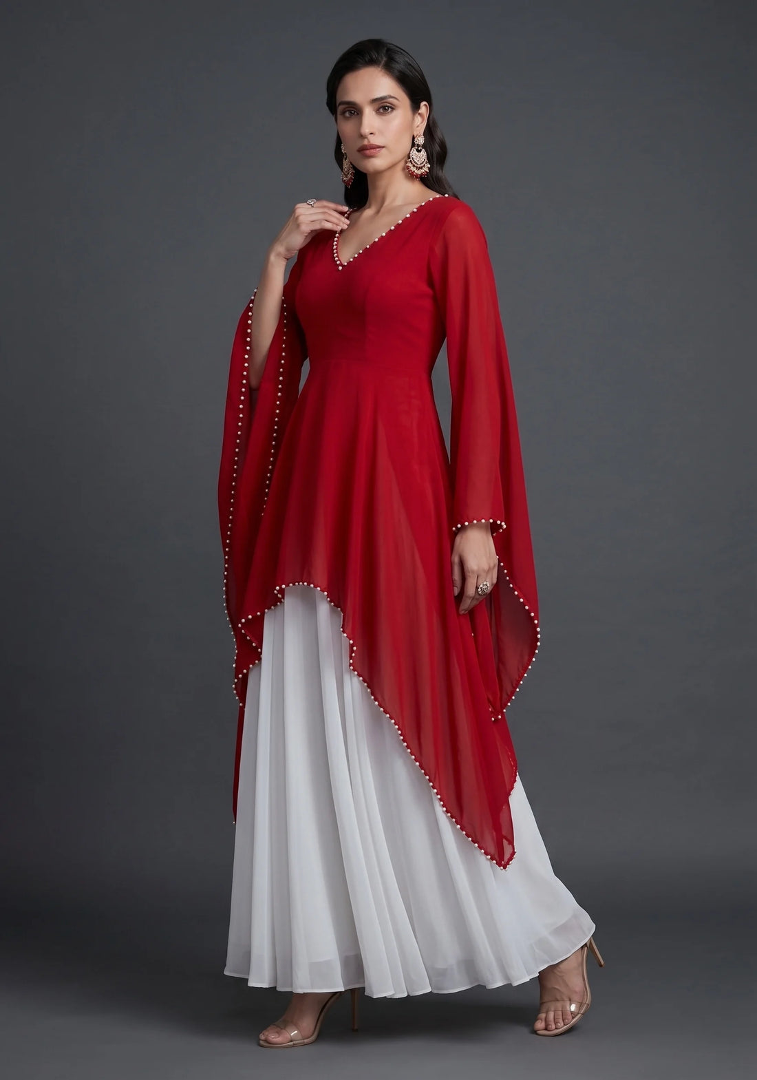 Crimson Pearl Layered Kurta Set