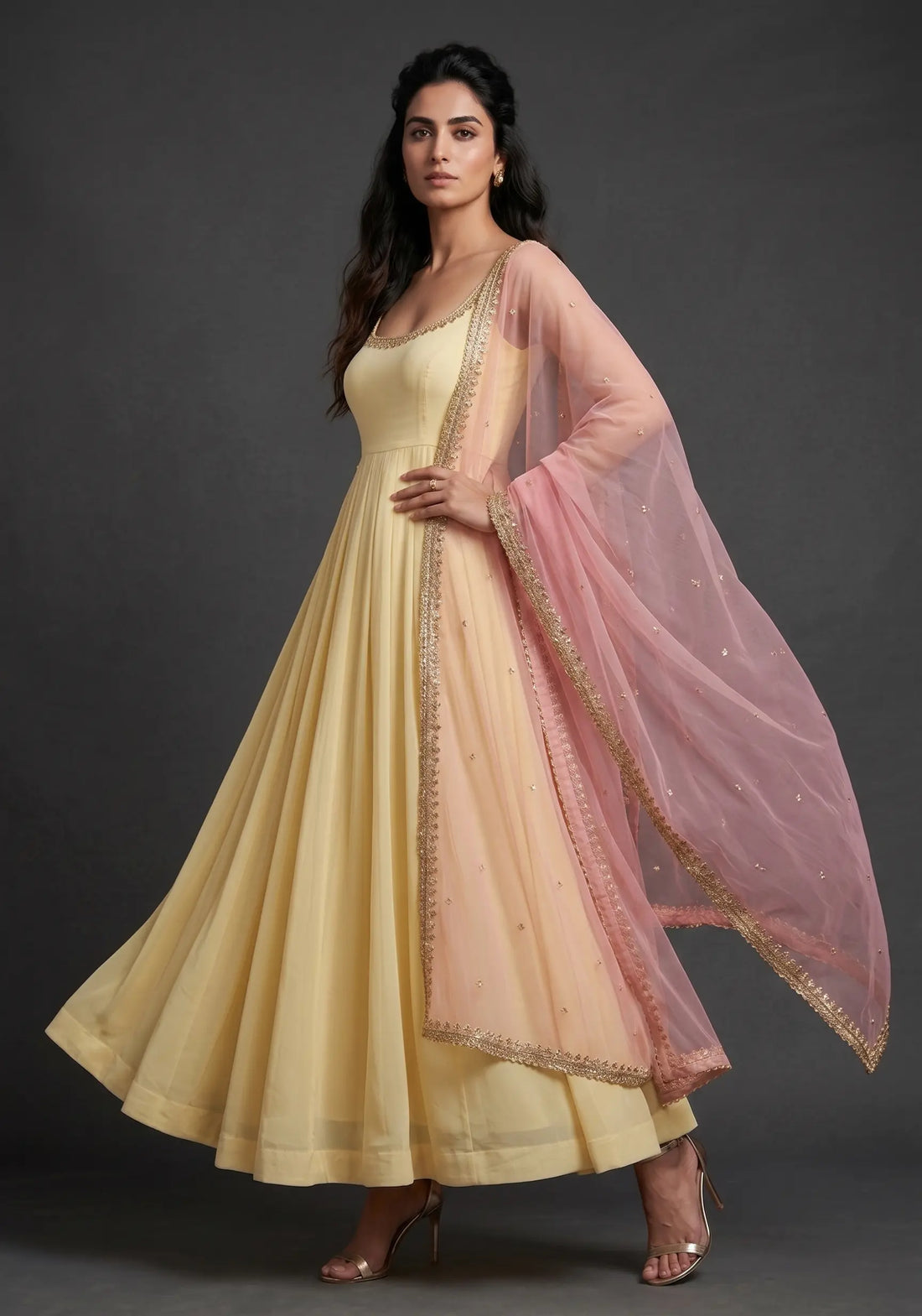 Gulnaar Blush Anarkali Set