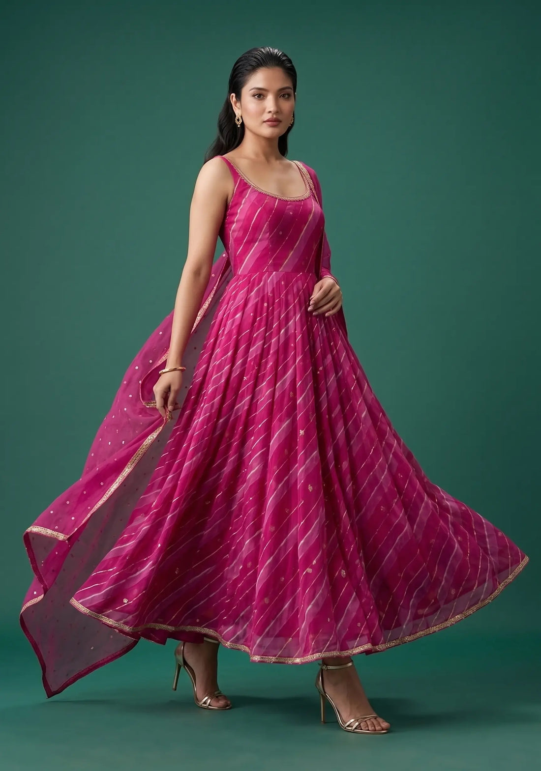 Gulrukh Fuchsia Flare Suit Set