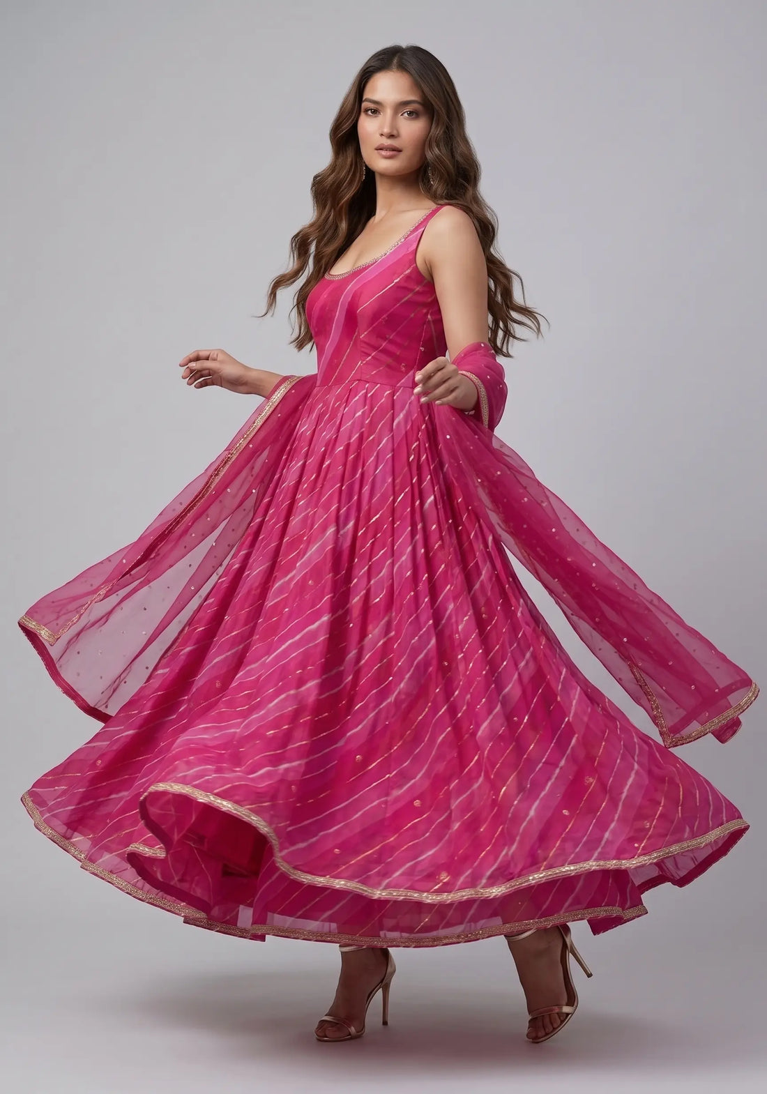 Gulrukh Fuchsia Flare Suit Set
