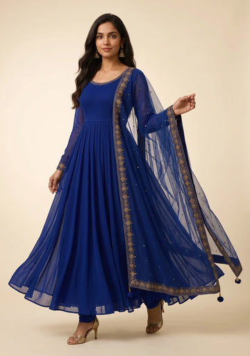 Ishani Royal Blue Anarkali Set