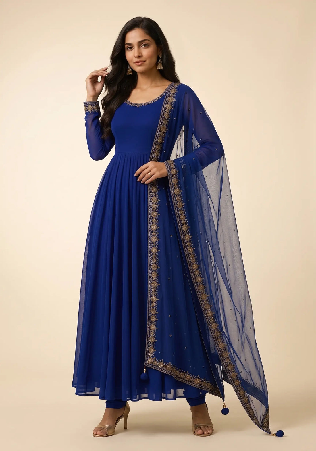 Ishani Royal Blue Anarkali Set