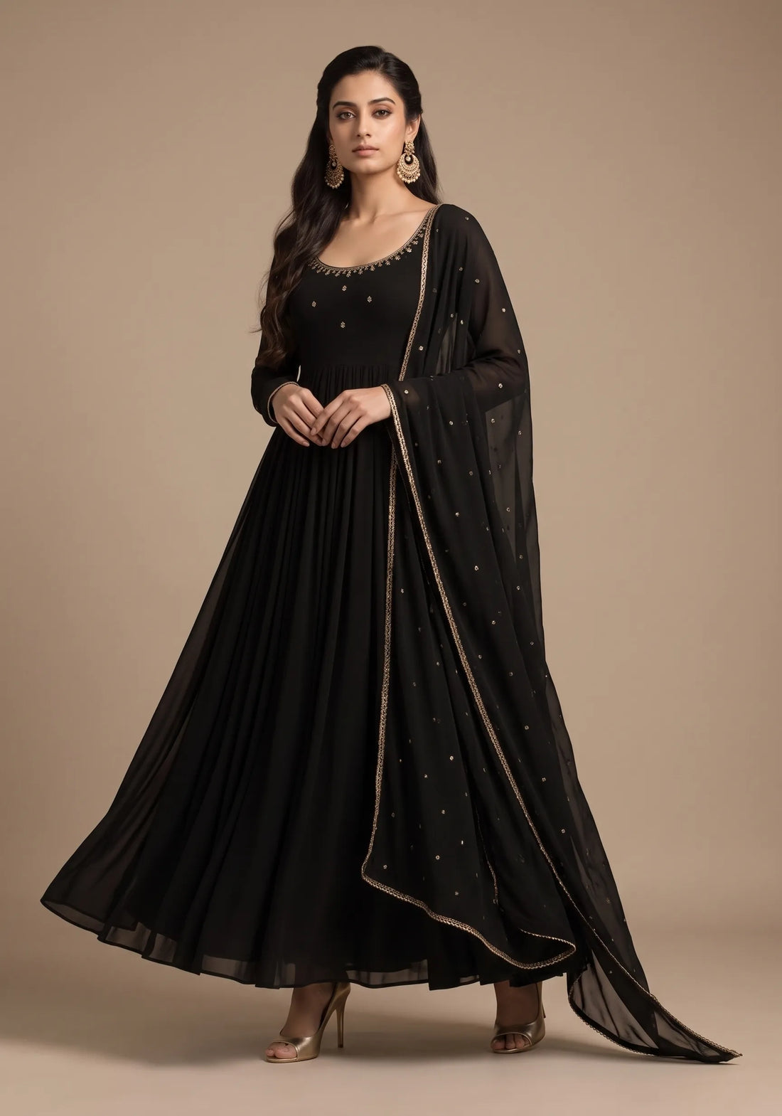 Onyx Gold Anarkali Set
