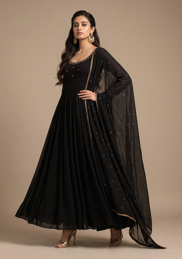 Onyx Gold Anarkali Set