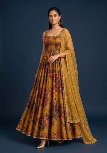 Autumn Bloom Anarkali Set