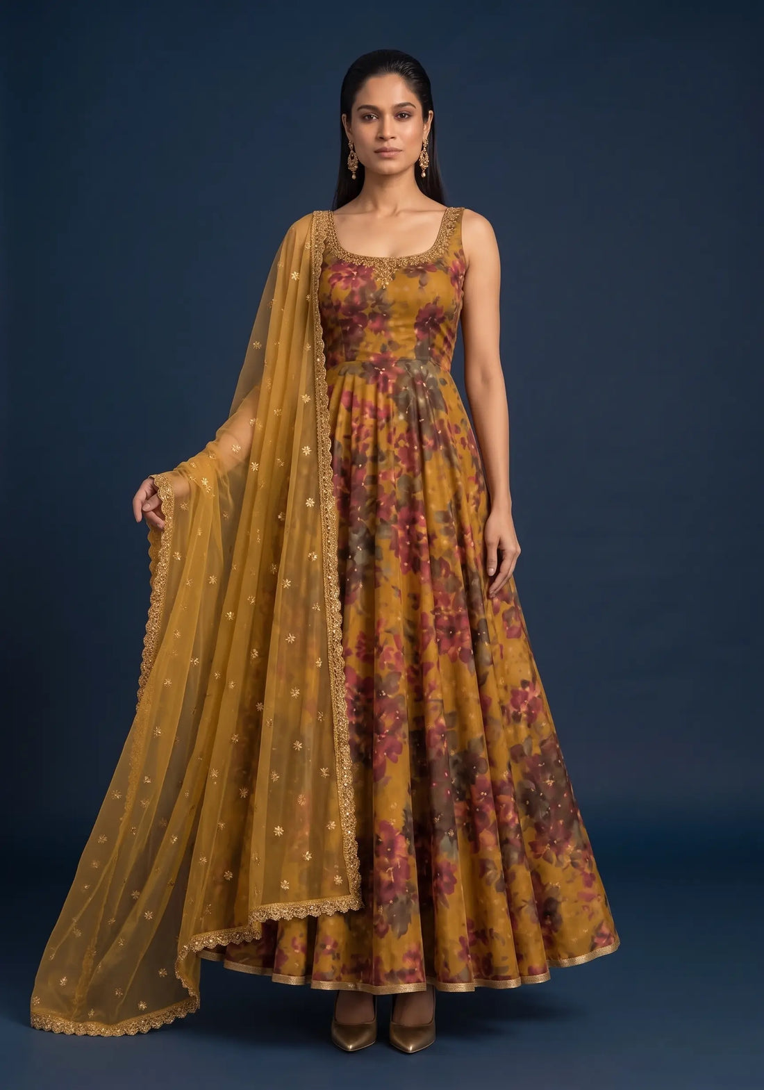 Autumn Bloom Anarkali Set