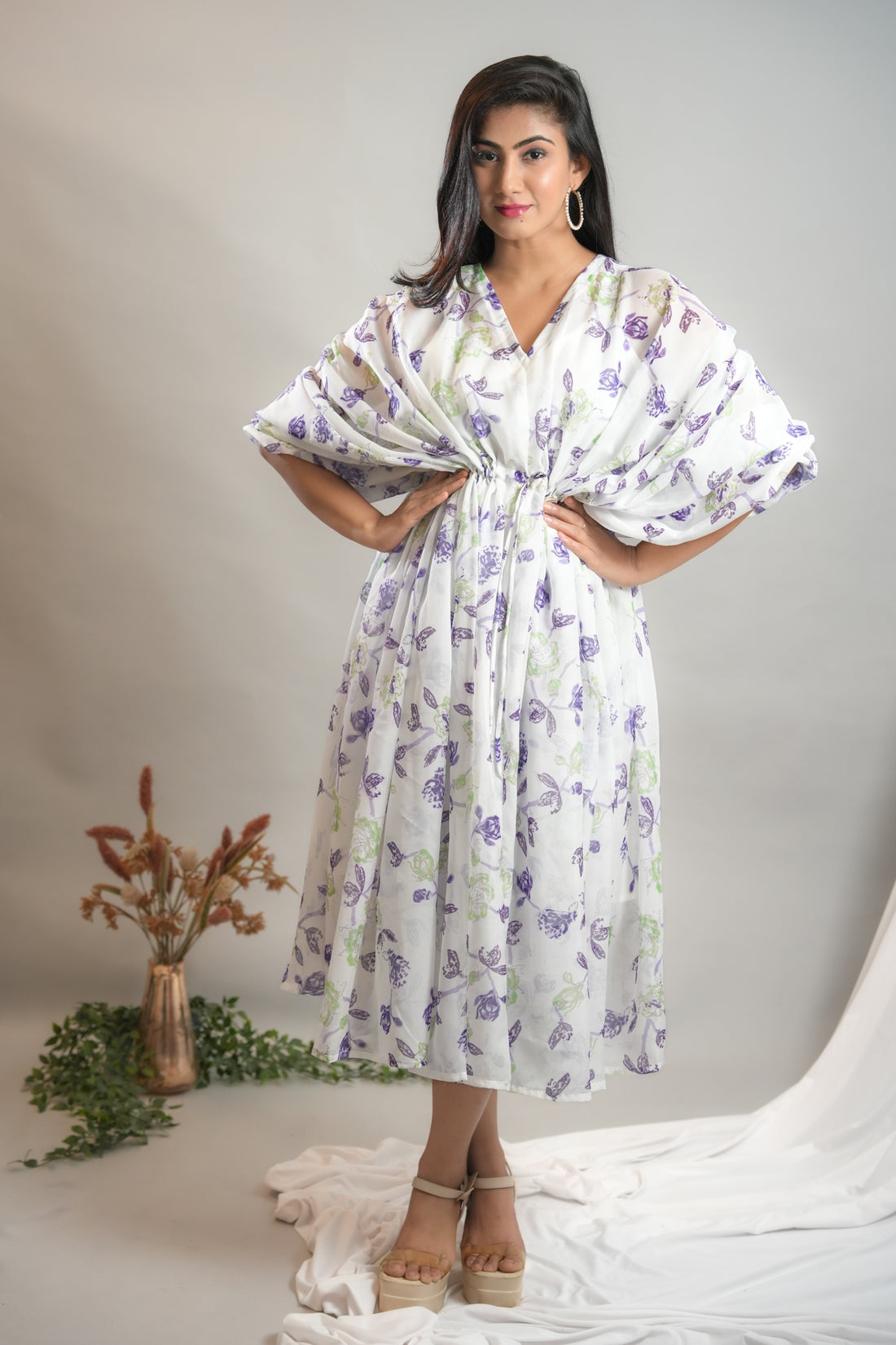 Pearl Purple Drape Kaftan - 52503D-P