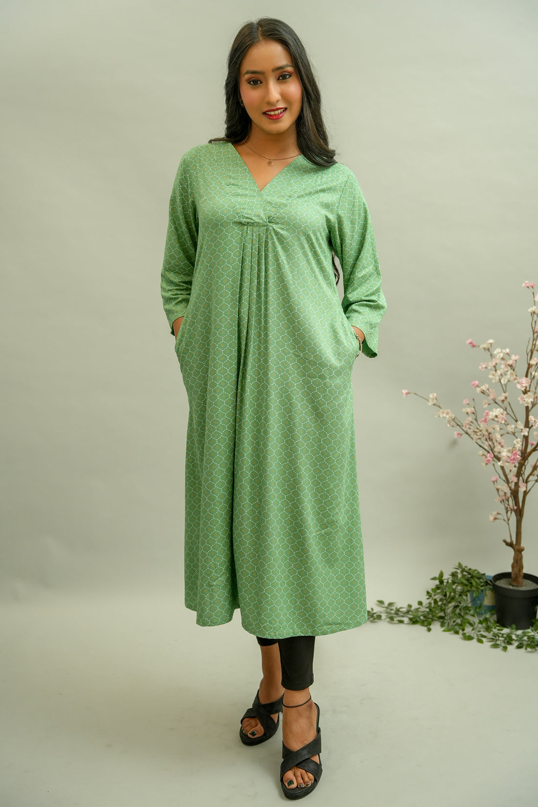 Ming Green Chain Printed Kurta- 52416K