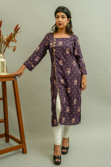 Potent Purple Floral Printed Kurta- 52413K