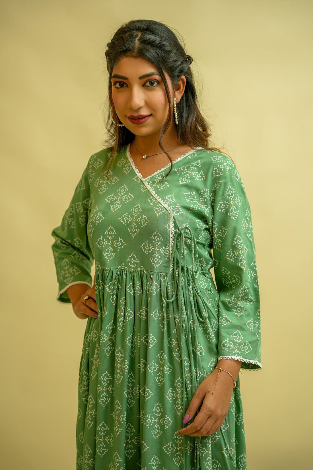 Ming Green Angrakha Kurta- 52410K