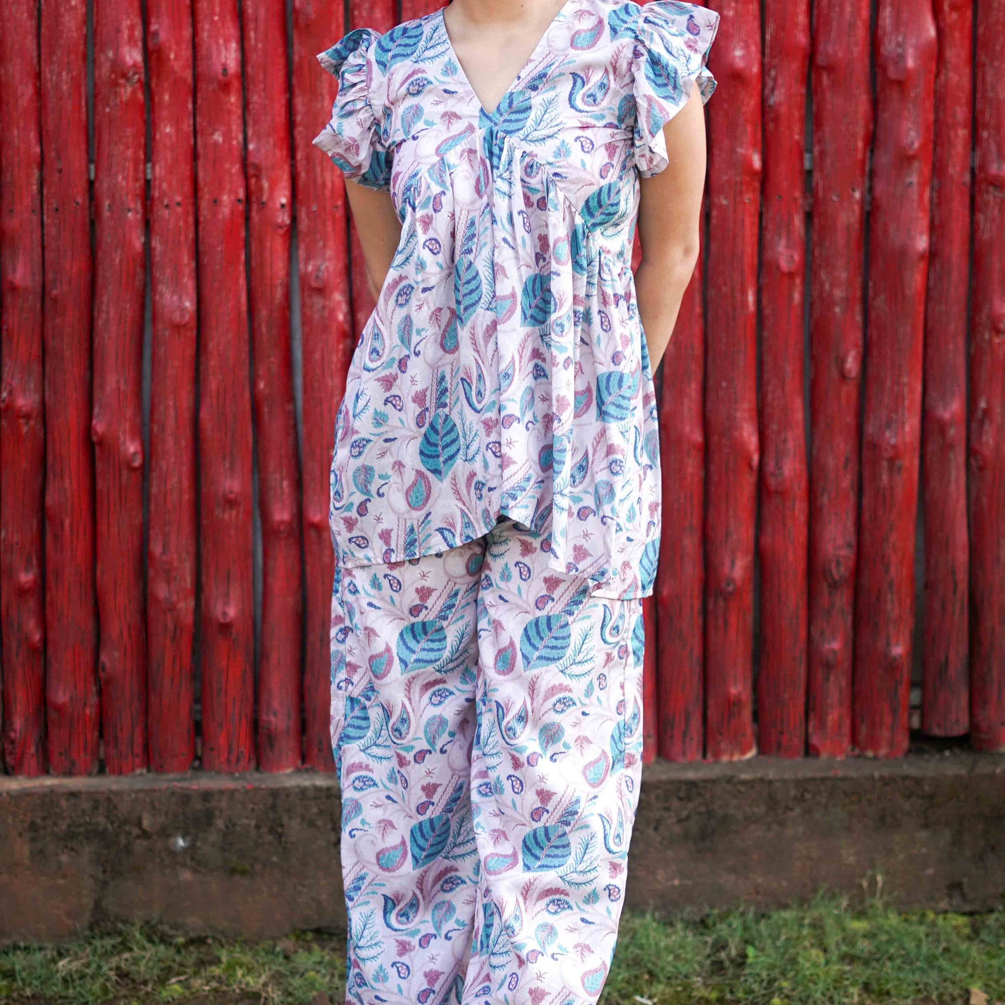 Grey Morn Floral Printed Co-ord Set -52433C