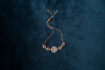 Gold Plated Gemstone Link Bracelet- BR5007