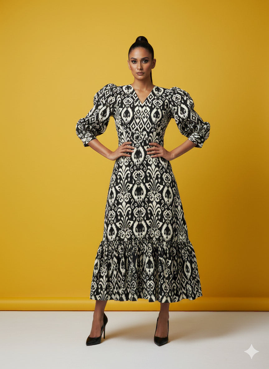 Geometric Grace Black Dress - 52690D
