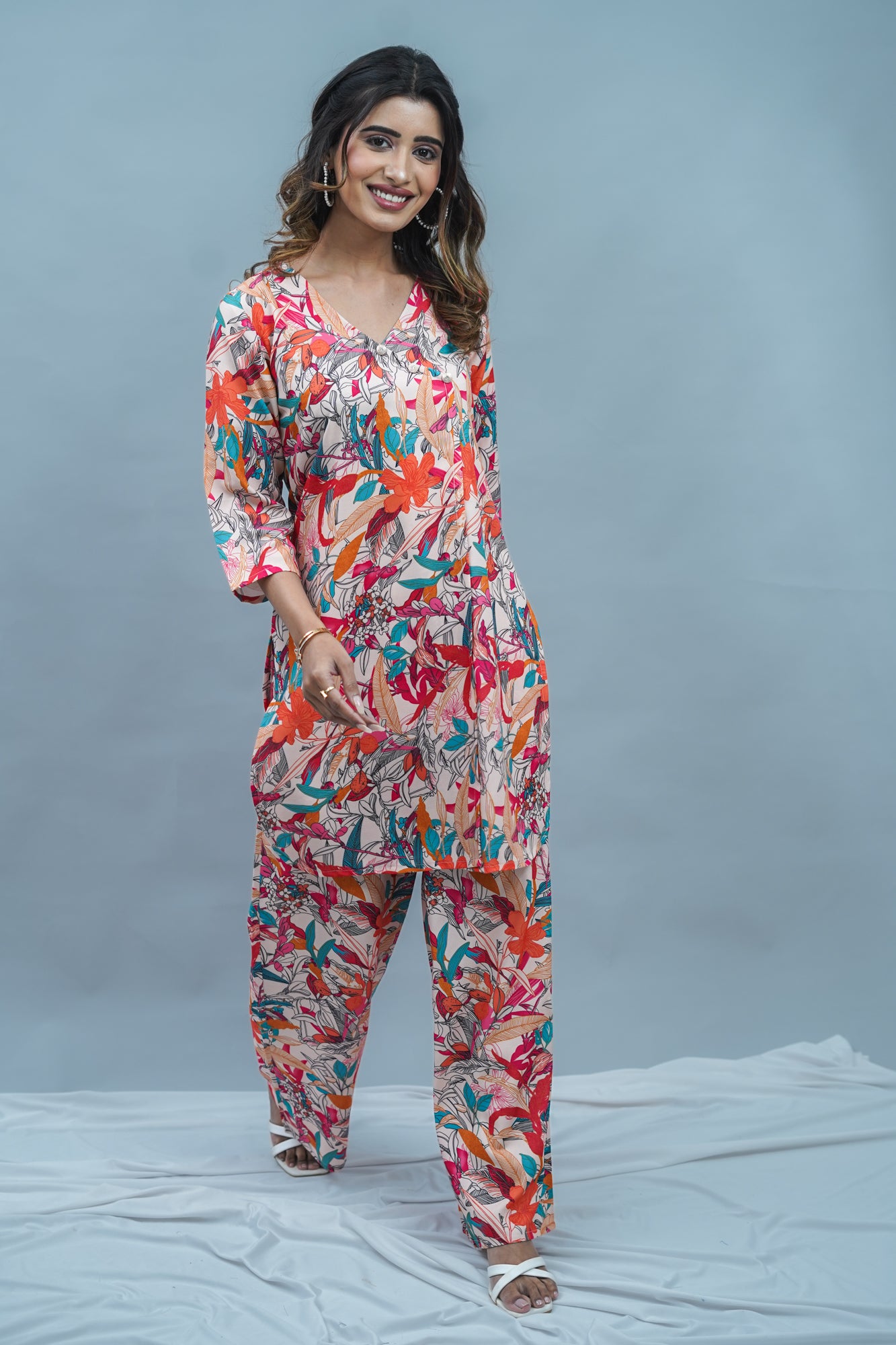 Peachwood Floral Kurti Set- 52518C