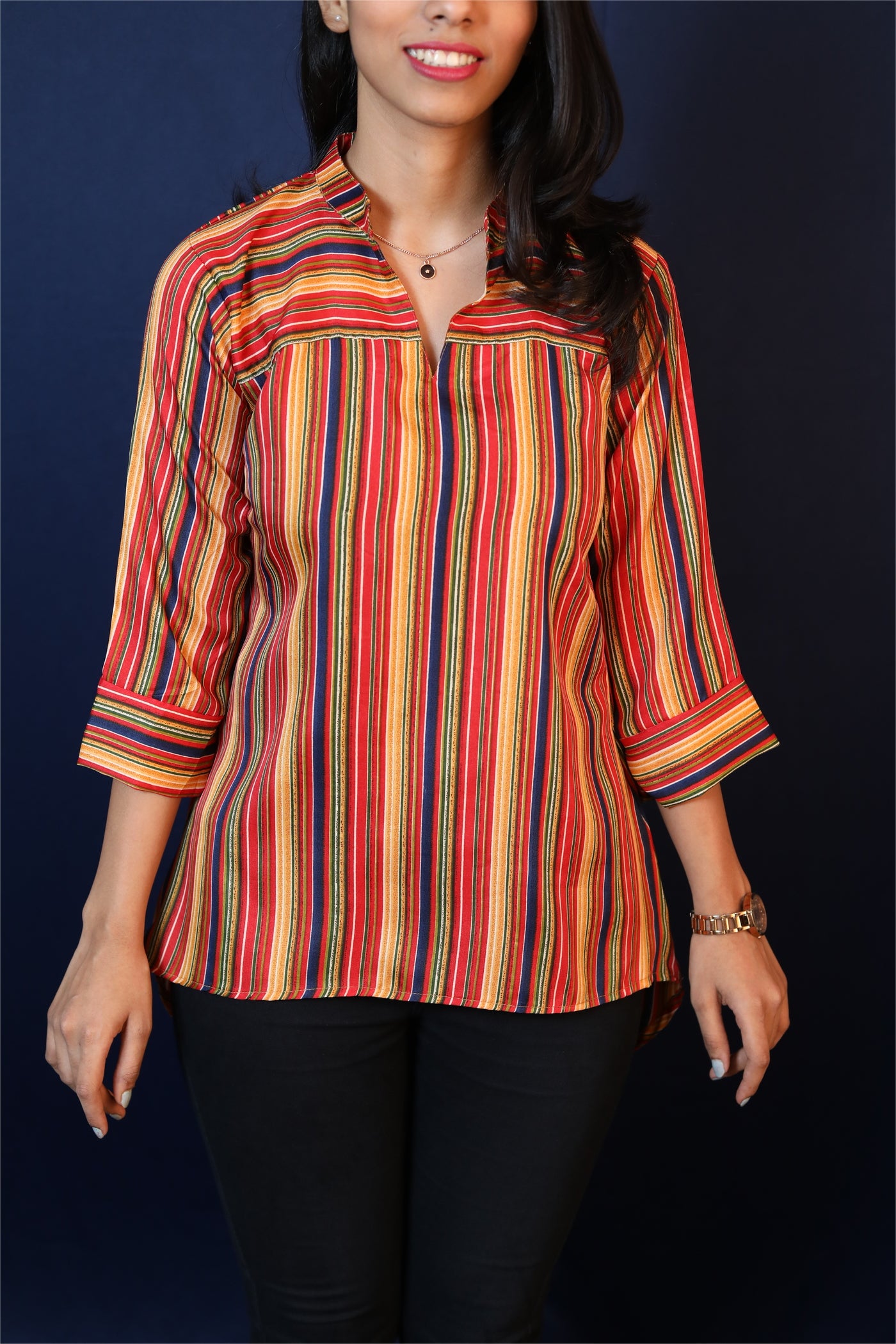Red Multi-Colour Stripe Printed Top - 52368T – Go Boujee Lifestyle