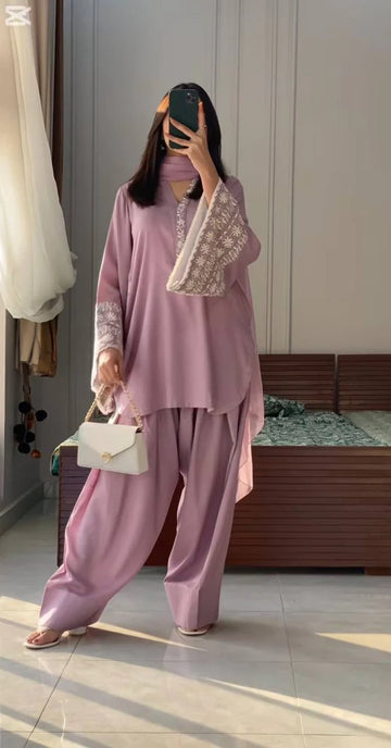 Light Pink Satin Farshi Plazzo Magic- 52678KS