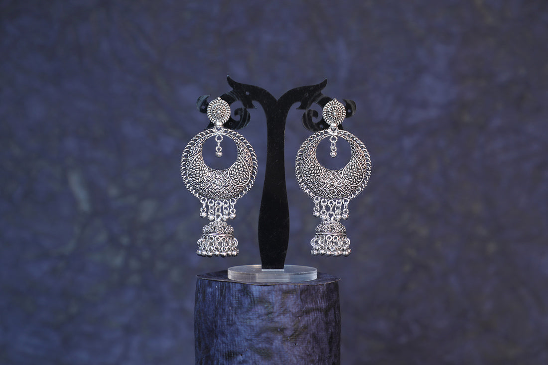 Silver Oxidised Drop Earrings - ER5062