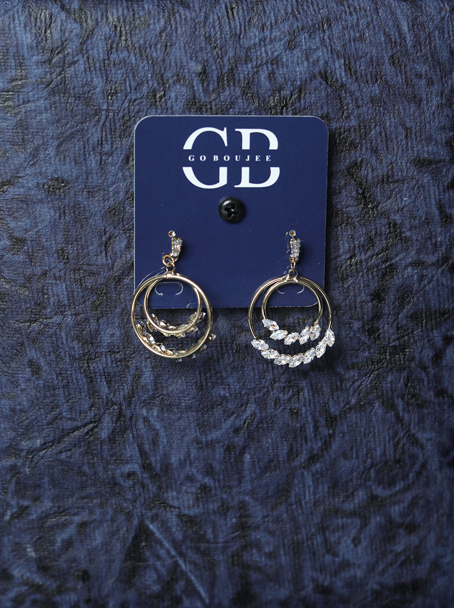 Gold Plated American Diamond Drop Ring Earrings - ER5027